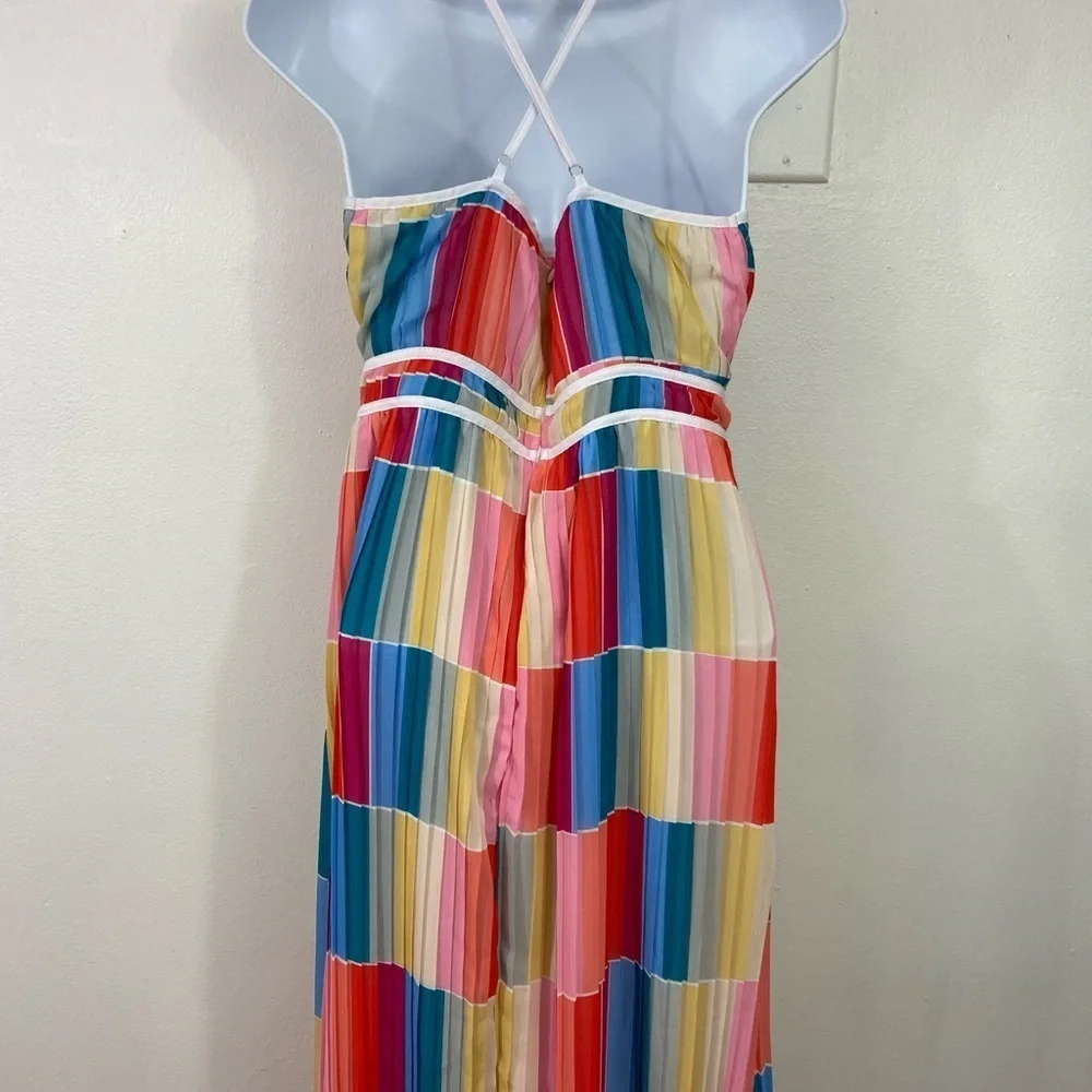 Fate Rainbow Multicolored Maxi Dress 
S Deep Vneck Cocktail New Imperfections - Picture 5 of 14